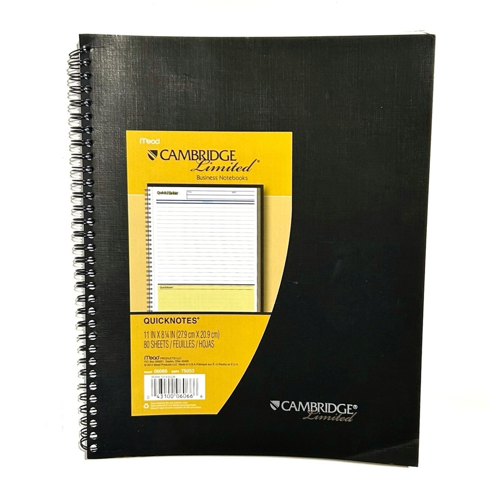 Mead Cambridge Limited Business Notebook Journal Black Office School 80 Pages